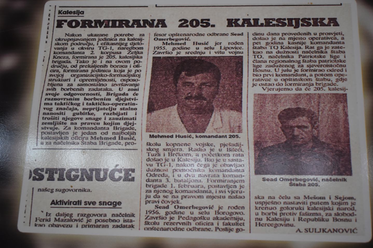 Članak o formiranju 205.  brigade